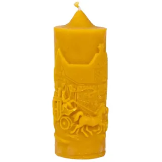 BeesWax World Handgefertigte Bienenwachskerzen – Naturwachs Kerzen mit Baumwoll-Docht – 100% reines Bienenwachs – dekorative Walzenkerzen (Kutsche – Höhe: 125 mm | ø 50 mm)