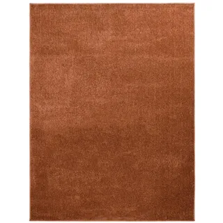 TT Home Unifarbendes Design Kurzflorteppich 120 x 170 cm Braun/Orange