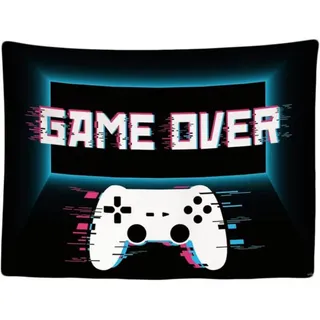 Wandteppich 200 X 150 Cm – Spielzimmer-accessoires – Innenbereich – Wanddekoration Aus Stoff – Poster – Wohnzimmerdekoration – Game Over – Teenager – Gadgets