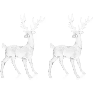 EXCEART Rentier 4 Stück Elchtiere Ornamentsammlung Tierskulptur Weihnachten Glas Festliches Abendessen Dekorativ Stehend Dekoration Statue Zentrum Dekore für Ornamente: Figur Ornamente