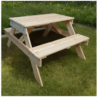 Haushalt International Kindertisch Kinder-Tisch "Picknick" mit 2 Bänken - Sitzgruppe, Kinderbank Sitzmöbel Campingtisch