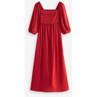 Next Midikleid Kleid mit plissierter Front Puffärmeln und Cut-out (1-tlg) rot 40