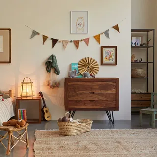 Kinderkommode Bonnie aus Sheesham-Holz, mit 3 Schubladen