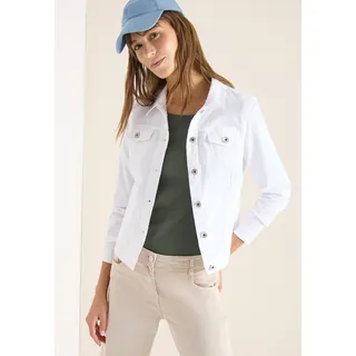 Jeansjacke CECIL, Damen, Gr. S (38), weiß, Denim/Jeans, Obermaterial: 98% Baumwolle, 2% Elasthan. Futter: 100% Baumwolle, unifarben, regular fit normal, gerader Abschluss, Jacken Jeansjacke, mit Brust Taschen