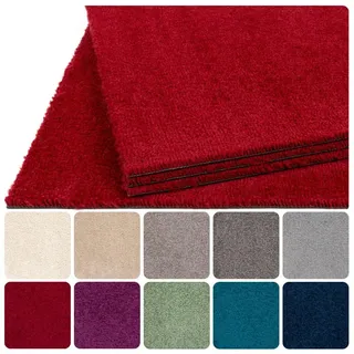 Teppichfliesen selbstliegend 50x50 cm Teppichboden Hochflor Velours | rot, 1 Fliese