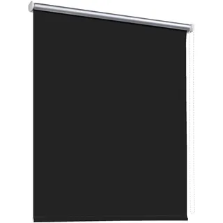 Thermorollo Verdunkelungsrollo Hitzeschutz Seitenzugrollo Fenster Rollo 11 Farben Breite 60 bis 240 cm Stoff lichtundurchlässig Thermo Beschichtung Weiß Silber (220 x 175 cm - Kette rechts / Schwarz)