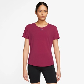 Trainingsshirt NIKE "DRI-FIT UV ONE LUXE WOMEN'S STANDARD FIT SHORT-SLEEVE TOP" Gr. L (40), rot (noble red, reflective silv) Damen Shirts kurzarm