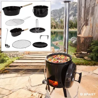 Brast Eintopfofen mit Grillfunktion Ofen Kugelgrill Barbecue Grill Outdoor-Küche Gulaschkanone Suppenkessel Hähnchenbräter Ungarischer Gulaschkessel aus