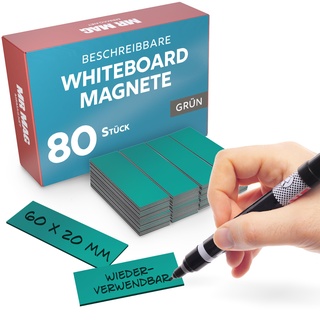 MrMag® 80 Magnetstreifen zum beschriften - grün - Whiteboard Magnete 60x20mm - Magnet-Etiketten beschreibbar - beschreibbare Magnetschilder