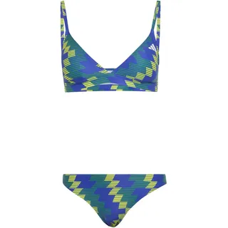 adidas Women's Padded Football-Inspired 2-Way Strap Triangle Bikini Set, Lucid Blue/Bold Green, 42