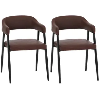 Mendler Esszimmerstuhl HWC-P29 Kunstleder rostrot 2er Set