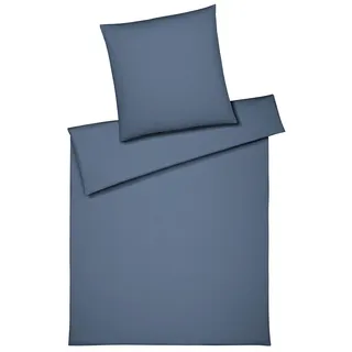 ELEGANTE Bettwäsche Cord Gestreift Rauchblau 155 x 220 cm + 80 x 80 cm