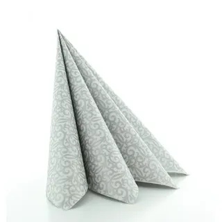 Sovie HORECA Serviette Rico in grau-silber aus Linclass® Airlaid 40 x 40 cm, 50 Stück - Ornamente Schnörkel