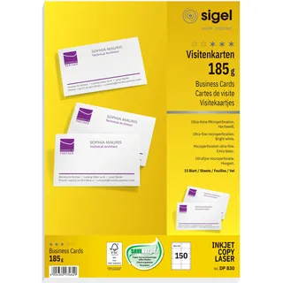 Sigel Visitenkarten DP830 matt weiß 185 g/qm, 150 St.