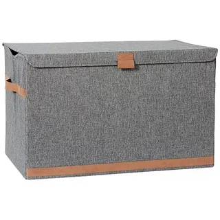 hausleben Aufbewahrungsbox Aufbewahrungsbox mit Deckel - Ottoman & Sitzhocker mit Stauraum, Aufbewahrung & Organizer - Stoff Pouf & Brillenbox 60 cm x 39 cm x 38 cm