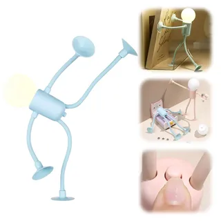 Hekasvm Lustig Oktopus Nachtlicht, Mini Led Tischlampe mit Saugnapf, Leselampe Biegbar & Tragbar, Nachttischlampe Batteriebetrieben, Niedlich Schreibtischlampe für Desktop Wand Deko (Sportler,Blau)