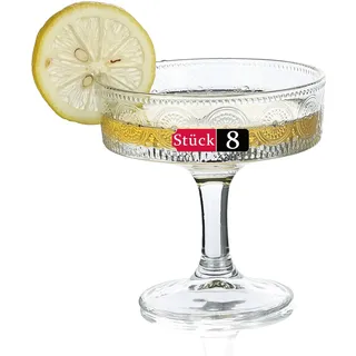 Srgeilzati 8 Stück Gerippte Coupé-Gläser | Martini-Gläser | Vintage-Cocktailgläser 20 cl