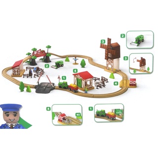 Playtive Eisenbahn-Set Bauernhof aus Holz 56-teilig Spielzeug Spaß selbstfahr...