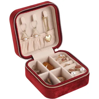 YGSIKY Schmuck Aufbewahrungsbox Schmuckkoffer Klein,Schmuckkästchen Damen, Schmuckbox Ohrringe, Reise Schmuck Etui Klein Jewellery box für Ohrringe Aufbewahrung, Ringe, Zarte Ketten, Lippenstift