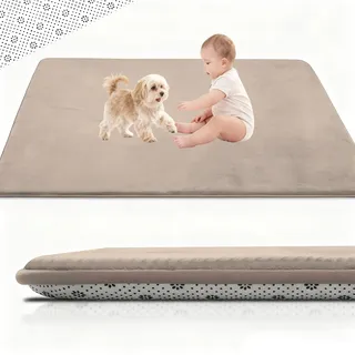 Stqyeiw 2cm Dicke Krabbelmatte Baby 90 x 200 cm Extra dick und Spielmatte, Spielteppich Rutschfester, Teppich für Wohn und Kinderzimmer Tatami Matte Hellbraun
