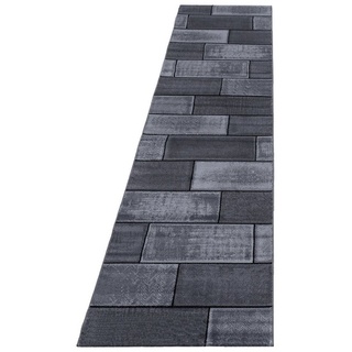Designteppich Schieferoptik Steinoptik Kurzflorteppich Designteppich, Miovani schwarz 80 cm x 300 cm