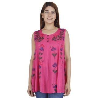 Guru-Shop T-Shirt Bestickte indische Hippie Bluse, Boho-chic.. Festival, Ethno Style, alternative Bekleidung rosa