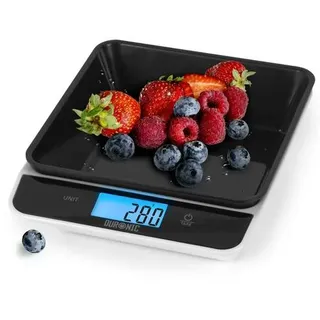 Duronic KS100 BK Küchenwaage - Digitale Lebensmittelwaage mit 1,2 L abnehmbarer Schüssel - Haushaltswaage bis 5kg