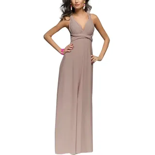 IMEKIS Damen Elegant Brautjungfernkleid Multiway V-Ausschnitt Rückenfrei Partykleid Ärmellos Schulterfrei Bodenlang Cocktailkleid Sommerkleid Formal Abendkleid Abschlussball Ballkleid Hellbraun XS - XS