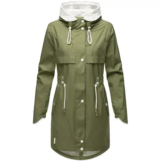 Navahoo Leichter Damen Übergangsmantel Langer Parka mit Kapuze Xankaa Dusty Olive Gr. XXL - XXL