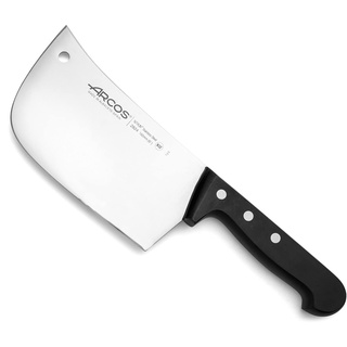 ARCOS Hackbeil Küchenhackmesser 160mm zum Schneiden von Knochen und Fleisch. Die Axt hat ein rechteckiges Design aus rostfreiem Stahl und einem Griff aus Polyoxymethylen. Schwarz. Universal-Serie