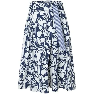 More & More A-Linien-Rock Damen Floral Blau/Weiß 46