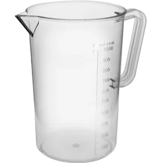 Forgast Polypropylen-Krug mit Messbecher, Leicht und bequem, Messung alle 50 ml, Fassungsvermögen 1 l, Höhe 17 cm, Durchmesser 12 cm, Measuring cups, Polypropylen Kanne mit Messbecher, Kitchenaid