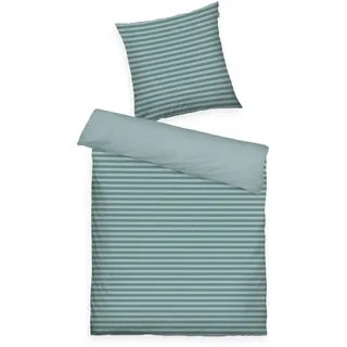 Tom Tailor Renforcé Bettwäsche MEDIUM STRIPES Türkis 155 x 220 cm + 80 x 80 cm
