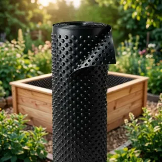 Florade Noppenfolie HDPE 8 mm | Grundmauerschutz & Hochbeet-Schutzfolie | weichmacherfrei, lebensmittelecht, UV-beständig | 1 m breit, erhältlich in 5–100 m Länge