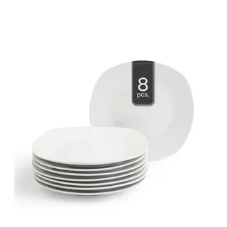 Home4You Dessertteller 19,5 x 19,5 cm Weiß 8er Set