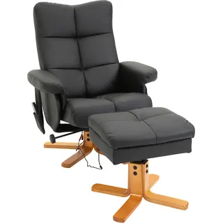 HOMCOM Relaxsessel mit Massagefunktion, 145° Neigung, Massagesessel mit Fußhocker und Stauraum, Polyester, Schwarz   Aosom.de