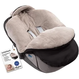 millybo Fußsack Baby Einschlagdecke für Winter geeignet für Kinderwagen Babyschale Babybett Autositz Buggy (600.300 Nylon schwarz- Minky Latte)
