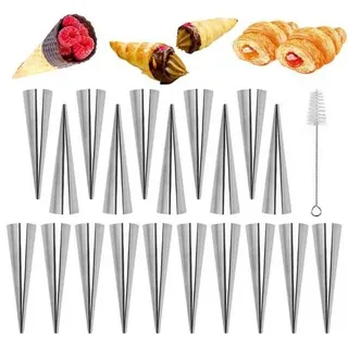 Lunza Backformen Set 20 Stück Edelstahl Schillerlockenform mit Reinigungsbürste