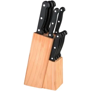 Justinus Messerblock, Edelstahl, Holz, Metall, 10-teilig, 9x17x33 cm, Kochen, Küchenmesser, Messersets