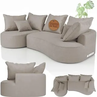 Juskys Eckcouch Samt 4-Sitzer Beige