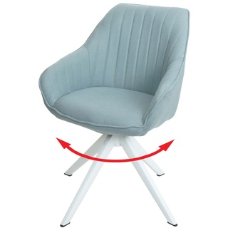 Esszimmerstuhl HWC-K27, Küchenstuhl Stuhl mit Armlehne, drehbar Stoff/Textil mint-grün