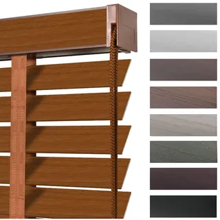Holzjalousie Innen, Jalousien aus Echtholz für Schlafzimmer mit 5 cm Lamellen, Horizontale Jalousette Verdunkelungs- & Lichtdurchlässige Für Büro Sonnenschutz/Wärmedämmvorhänge(Huanghuali)