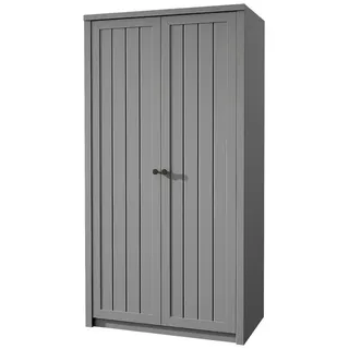 Xlmoebel Kleiderschrank Massivholz Kleiderschrank im rustikalen Landhausstil (1-St., Kleiderschrank) Hergestellt in Europa grau