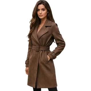 Worldclassca Lederimitatmantel Worldclassca Wildlederoptik Mantel Trenchcoat mit Gürtel Fashion Neue Kollektion - Stilvolle und gemütliche Mode für Damen braun