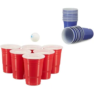 Relaxdays 200 x Beer Pong Becher in Rot und Blau, Getränkebecher 473 ml / 16 oz, Partybecher US College Style, red, Blue
