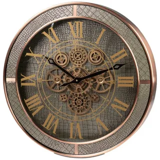 formano Wanduhr Leder (drehende Zahnräder, Gold, Zahnräder, H: cm)