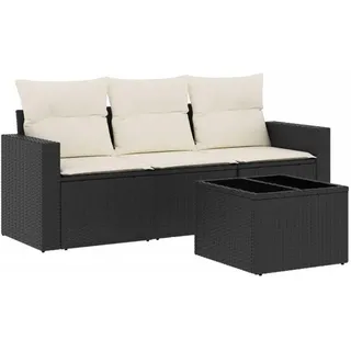vidaXL Garten-Sofagarnitur 3-tlg. schwarz