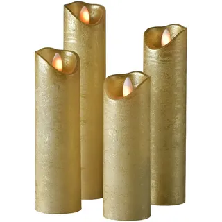 SOMPEX Shine LED Echtwachskerze 22,5 cm 4 St. gold