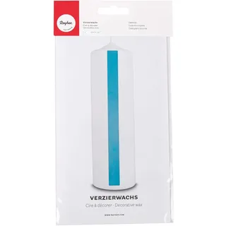 Rayher 3103707 Verzierwachs, türkis, 2 Verzierwachsplatten 20 x 10 cm, Wachsfolie zum Kerzen verzieren, Kerzenwachs, Wachsfolie