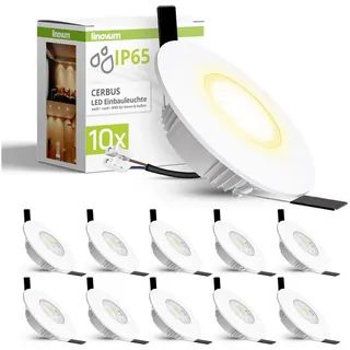 linovum LED Außen-Deckenleuchte CERBUS Einbauleuchte LED Bad IP65 230V 4W warmweiß extra flacher Spot, Warmweiß weiß